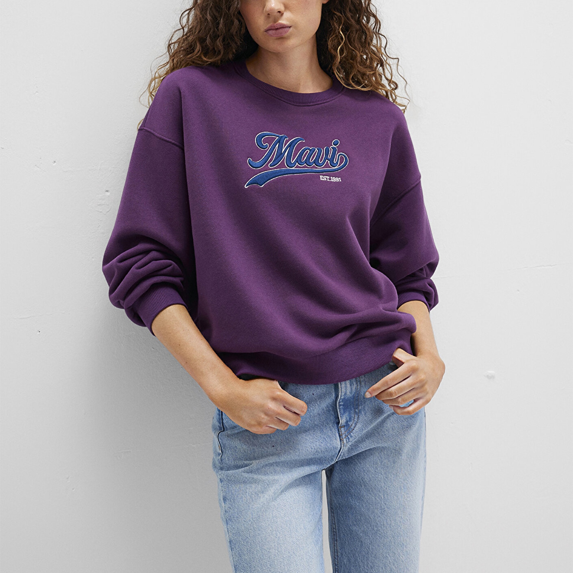 Mavi Mavi Logo Baskılı Mor Sweatshirt 1S10419-70679