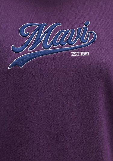  Mavi Mavi Logo Baskılı Mor Sweatshirt 1S10419-70679