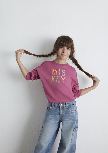  Mavi Mickey Baskılı Pembe Sweatshirt 7S10142-71085