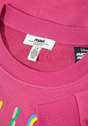  Mavi Mickey Baskılı Pembe Sweatshirt 7S10142-71085