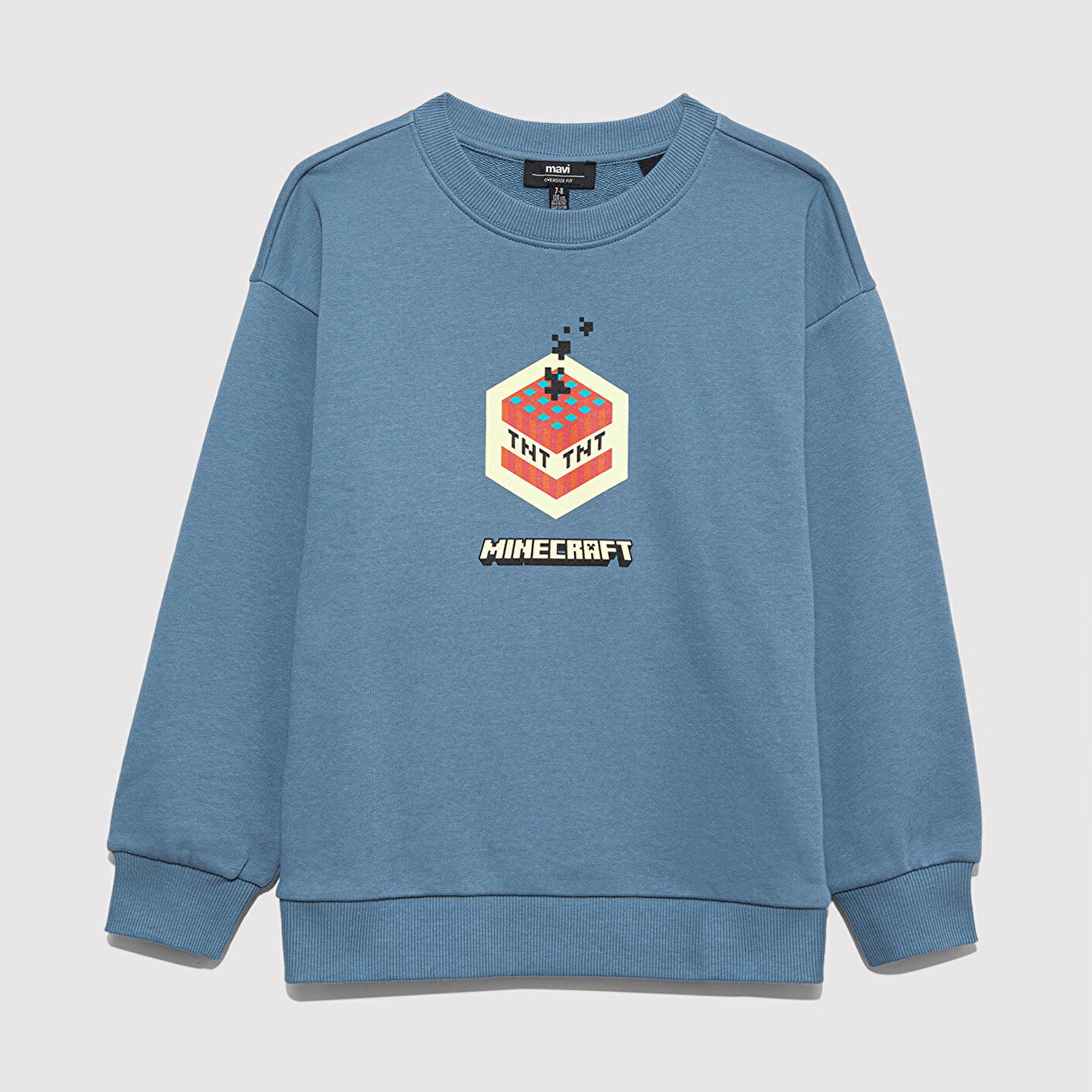Mavi Minecraft Baskılı Mavi Sweatshirt 6S10130-85518
