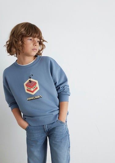  Mavi Minecraft Baskılı Mavi Sweatshirt 6S10130-85518
