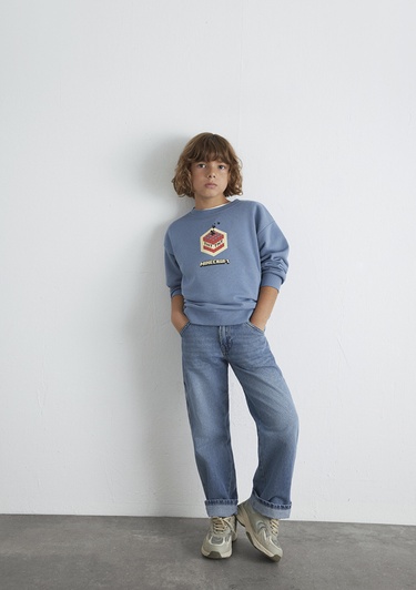  Mavi Minecraft Baskılı Mavi Sweatshirt 6S10130-85518