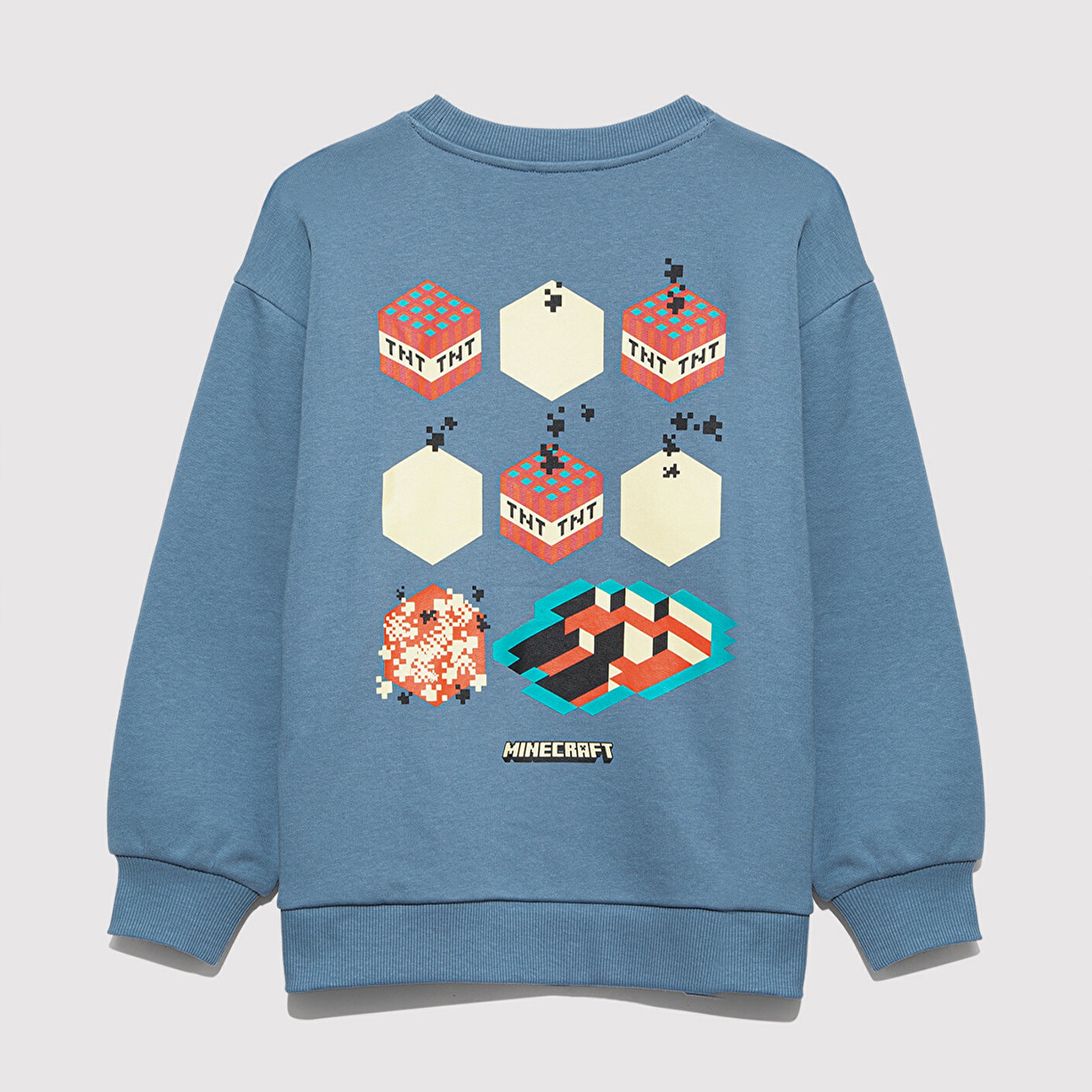 Mavi Minecraft Baskılı Mavi Sweatshirt 6S10130-85518