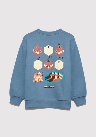  Mavi Minecraft Baskılı Mavi Sweatshirt 6S10130-85518