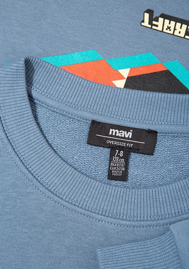  Mavi Minecraft Baskılı Mavi Sweatshirt 6S10130-85518