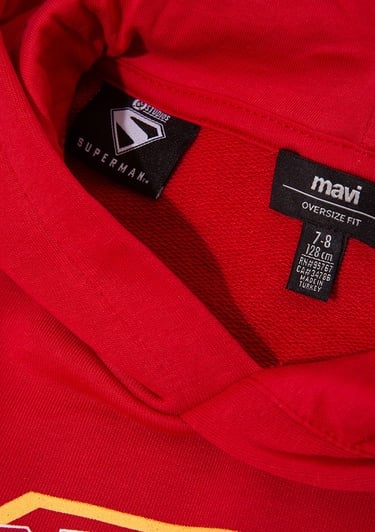  Mavi Superman Baskılı Kırmızı Sweatshirt 6S10133-88016