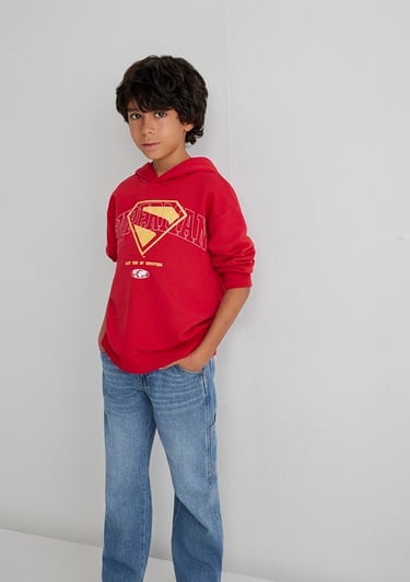  Mavi Superman Baskılı Kırmızı Sweatshirt 6S10133-88016