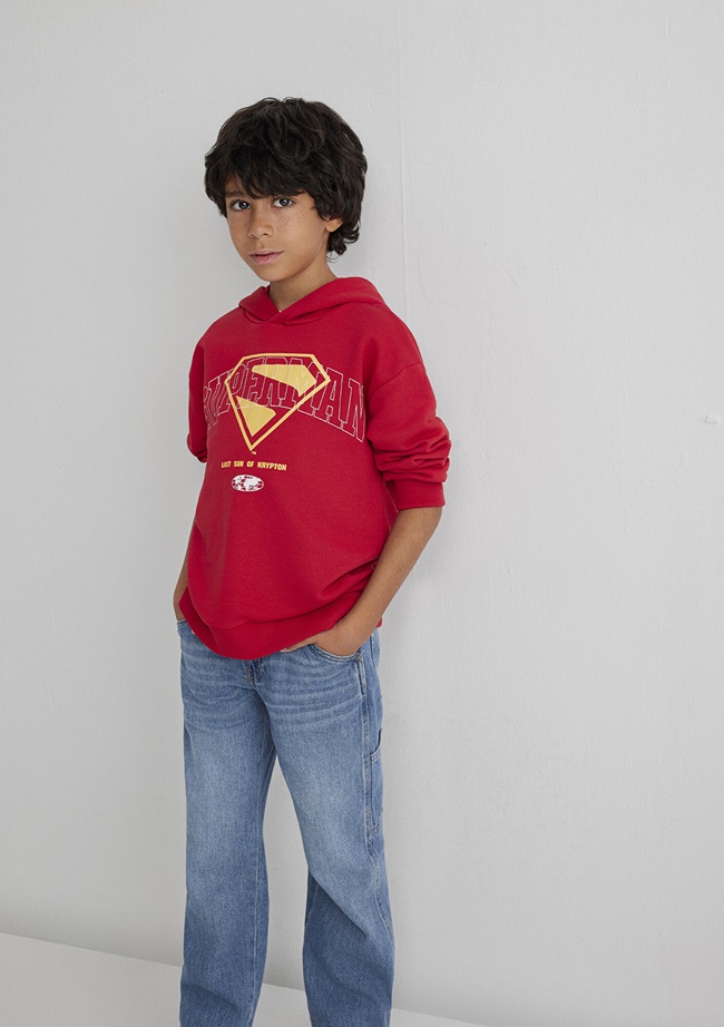  Mavi Superman Baskılı Kırmızı Sweatshirt 6S10133-88016