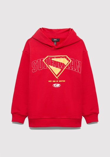  Mavi Superman Baskılı Kırmızı Sweatshirt 6S10133-88016