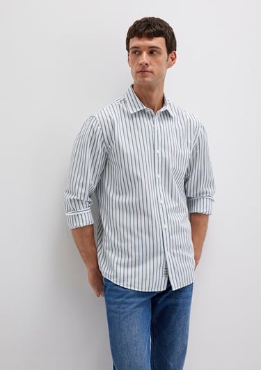  Mavi Çizgili Lacivert Gömlek Regular Fit / Normal Kesim 0211705-90928