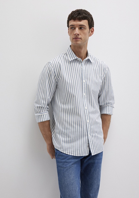  Mavi Çizgili Lacivert Gömlek Regular Fit / Normal Kesim 0211705-90928