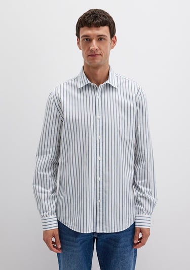  Mavi Çizgili Lacivert Gömlek Regular Fit / Normal Kesim 0211705-90928