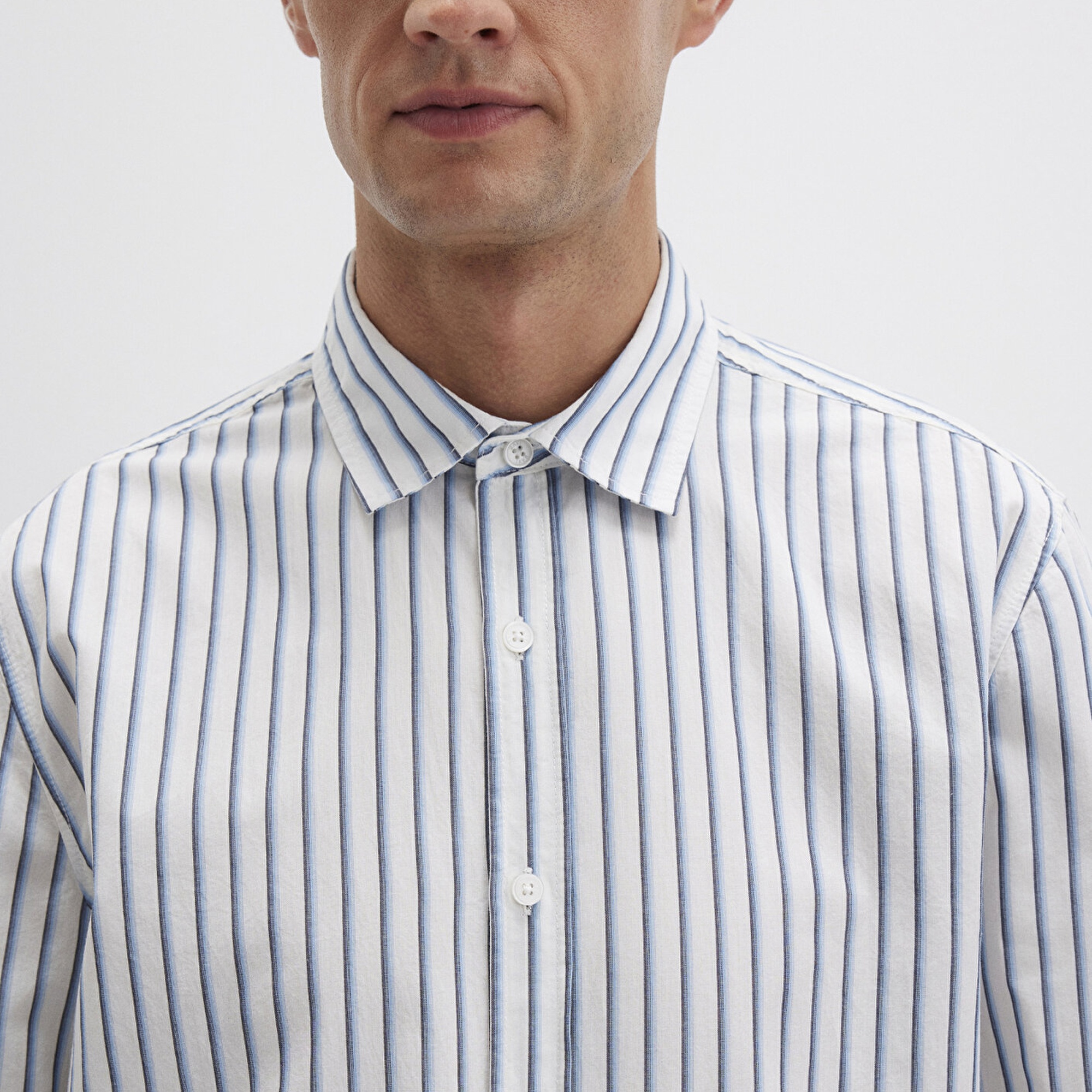 Mavi Çizgili Lacivert Gömlek Regular Fit / Normal Kesim 0211705-90928