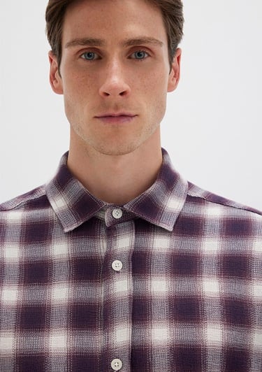  Mavi Kareli Mor Gömlek Loose Fit / Bol Rahat Kesim 0211646-90857