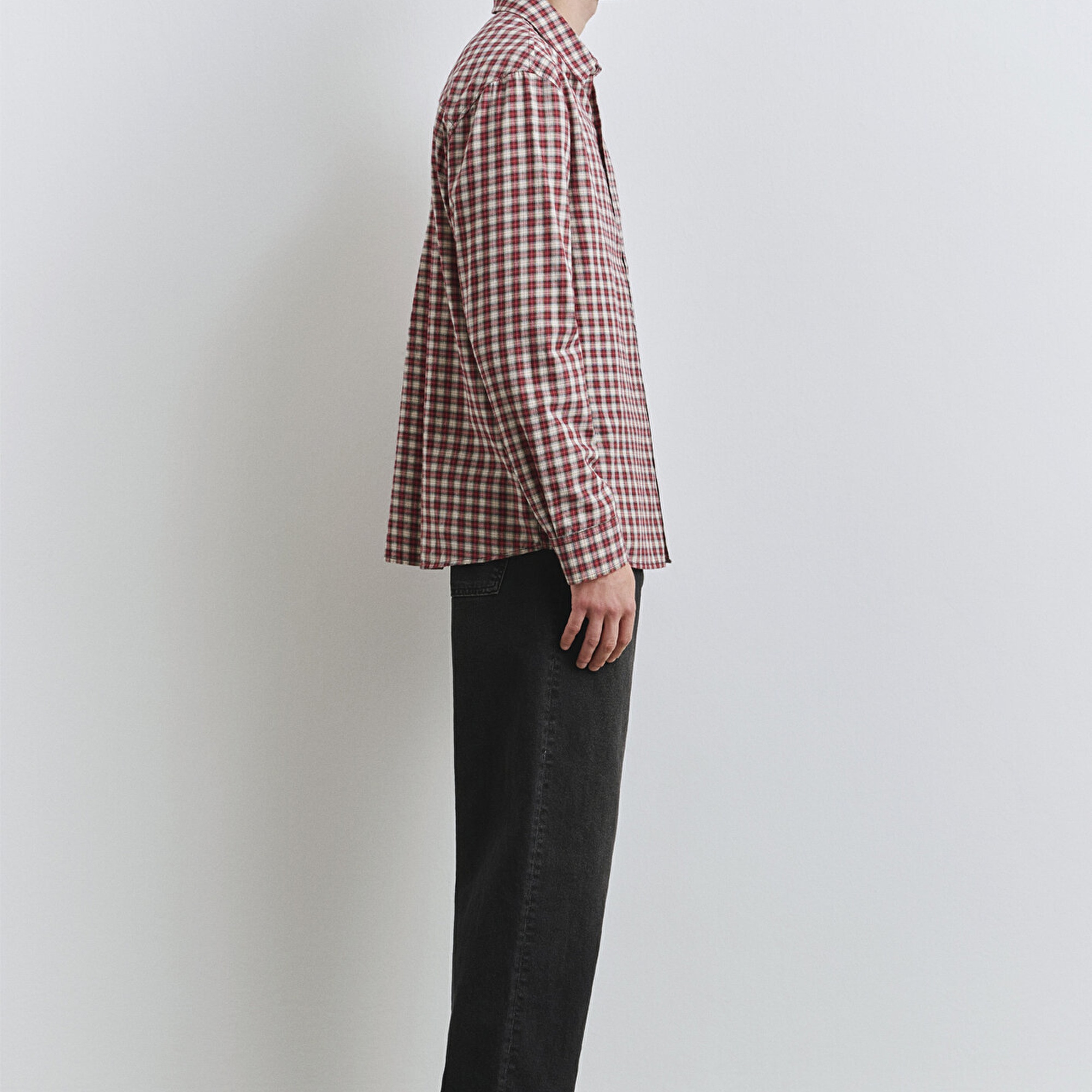 Mavi Kareli Kırmızı Gömlek Loose Fit / Bol Rahat Kesim 0211686-90909