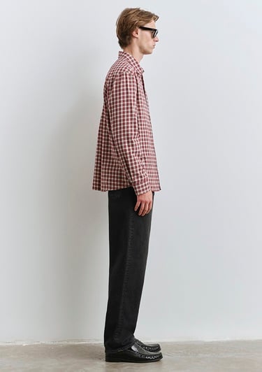  Mavi Kareli Kırmızı Gömlek Loose Fit / Bol Rahat Kesim 0211686-90909