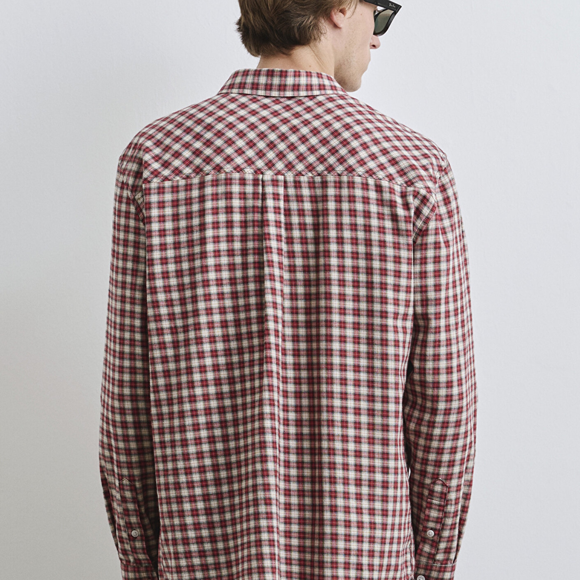 Mavi Kareli Kırmızı Gömlek Loose Fit / Bol Rahat Kesim 0211686-90909