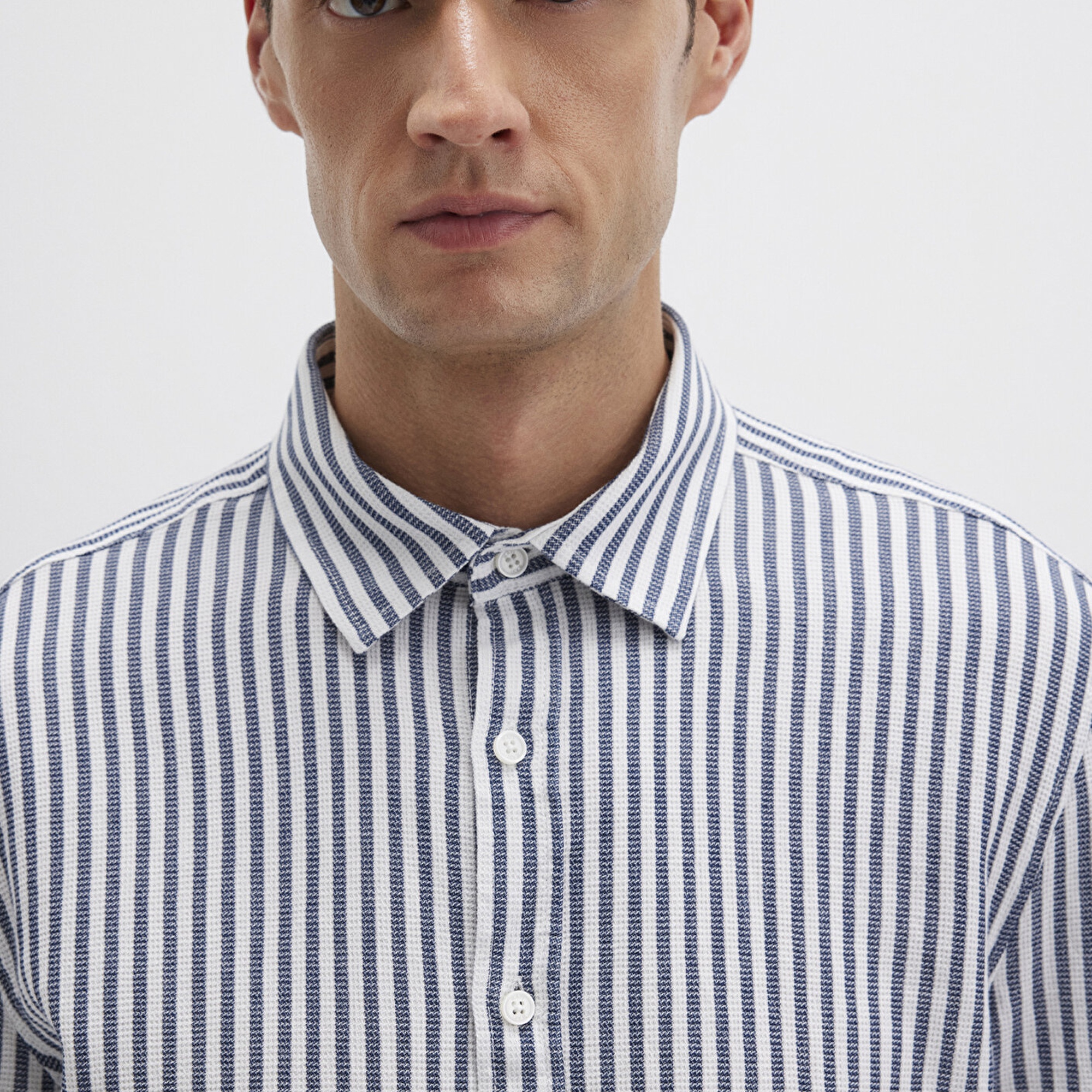 Mavi Çizgili Lacivert Gömlek Slim Fit / Dar Kesim 0211692-90911