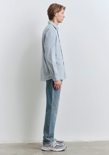 Mavi Çizgili Mavi Gömlek Regular Fit / Normal Kesim 0211696-90915