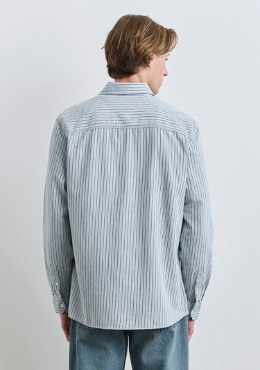  Mavi Çizgili Mavi Gömlek Regular Fit / Normal Kesim 0211696-90915