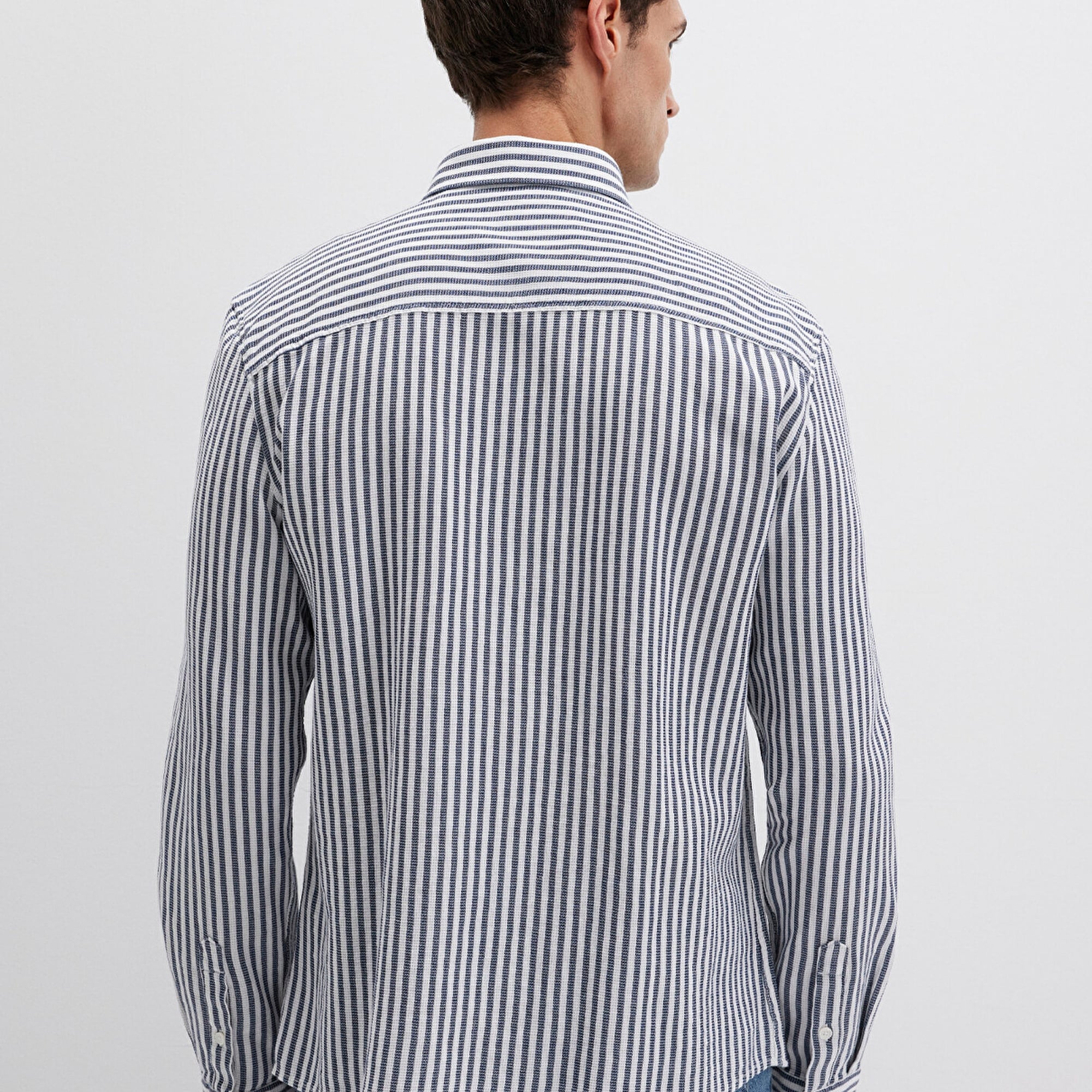 Mavi Çizgili Lacivert Gömlek Slim Fit / Dar Kesim 0211692-90911