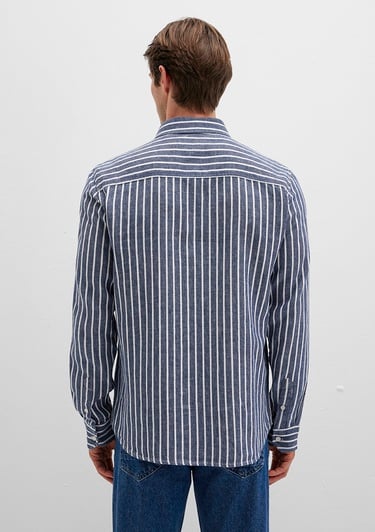  Mavi Çizgili Renkli Gömlek Slim Fit / Dar Kesim 0211698-90917