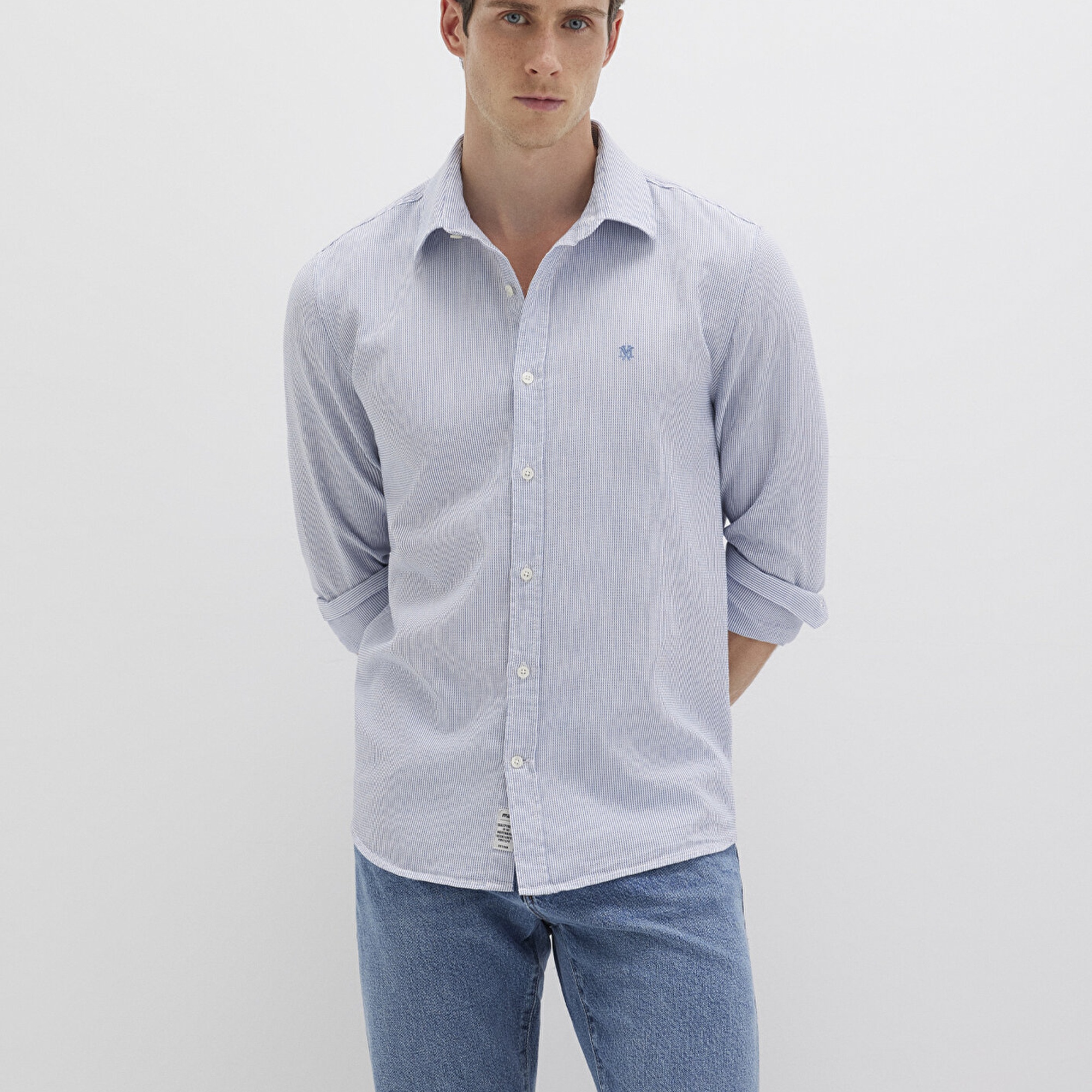 Mavi Çizgili Mavi Gömlek Slim Fit / Dar Kesim 0211653-90862