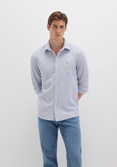  Mavi Çizgili Mavi Gömlek Slim Fit / Dar Kesim 0211653-90862