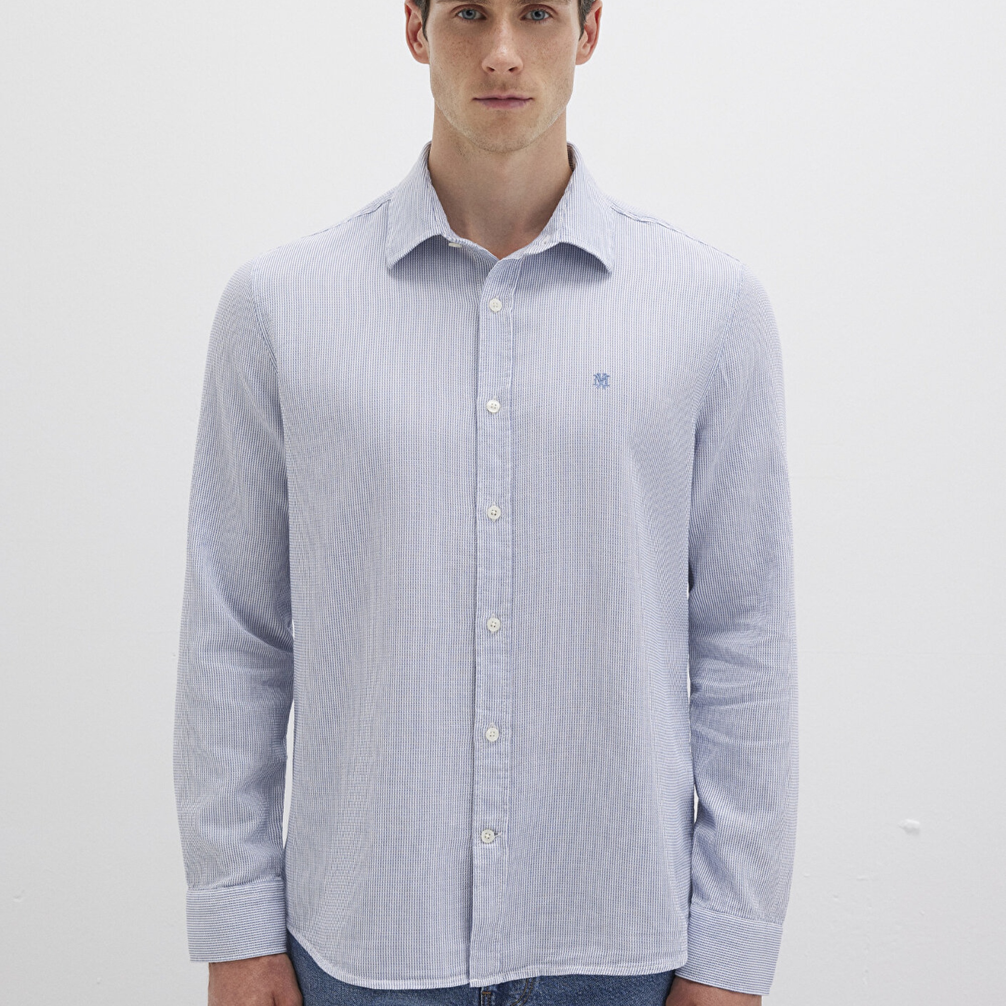 Mavi Çizgili Mavi Gömlek Slim Fit / Dar Kesim 0211653-90862