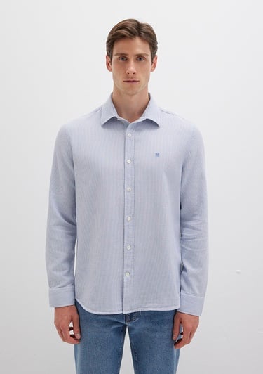  Mavi Çizgili Mavi Gömlek Slim Fit / Dar Kesim 0211653-90862