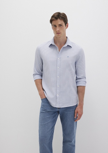  Mavi Çizgili Mavi Gömlek Slim Fit / Dar Kesim 0211653-90862