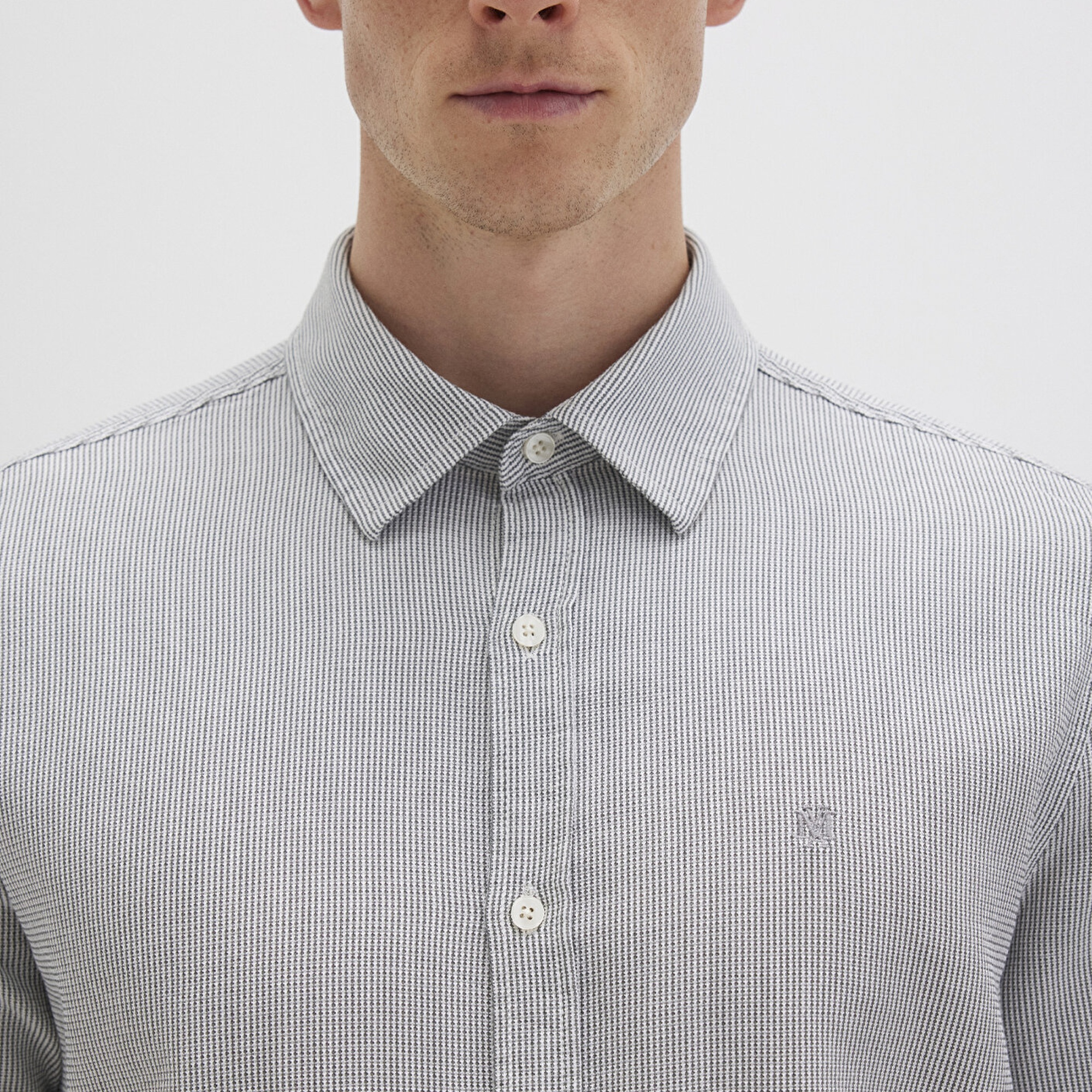 Mavi Çizgili Yeşil Gömlek Slim Fit / Dar Kesim 0211653-90861