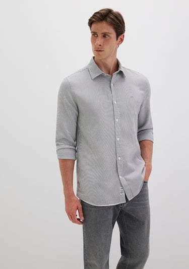  Mavi Çizgili Yeşil Gömlek Slim Fit / Dar Kesim 0211653-90861