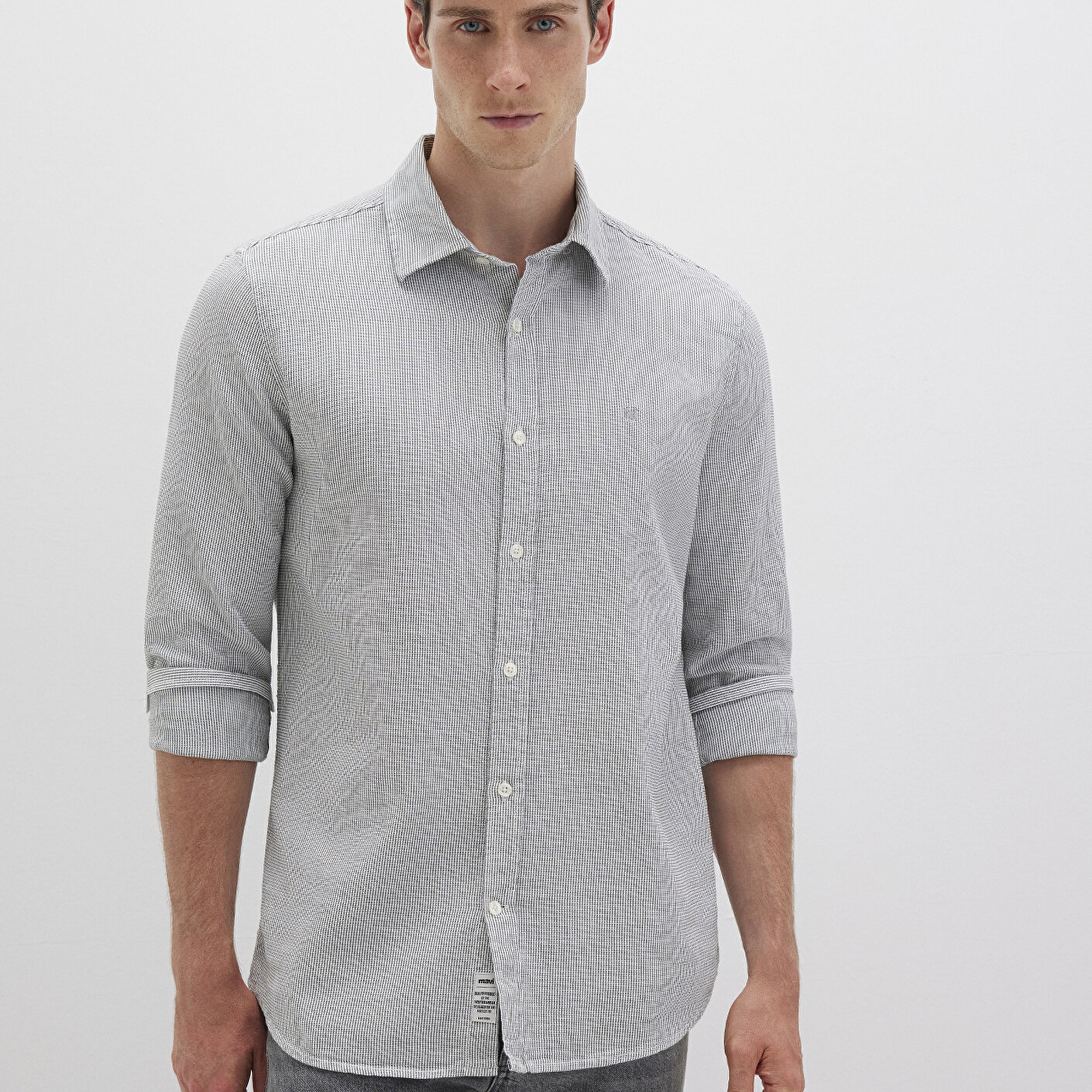 Mavi Çizgili Yeşil Gömlek Slim Fit / Dar Kesim 0211653-90861