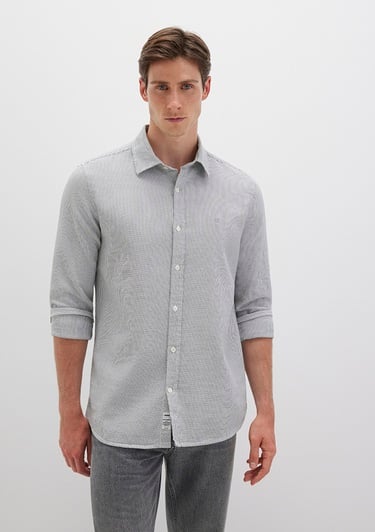  Mavi Çizgili Yeşil Gömlek Slim Fit / Dar Kesim 0211653-90861