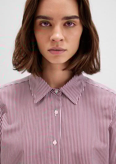  Mavi Çizgili Kırmızı Gömlek Regular Fit / Normal Kesim 1211199-90724