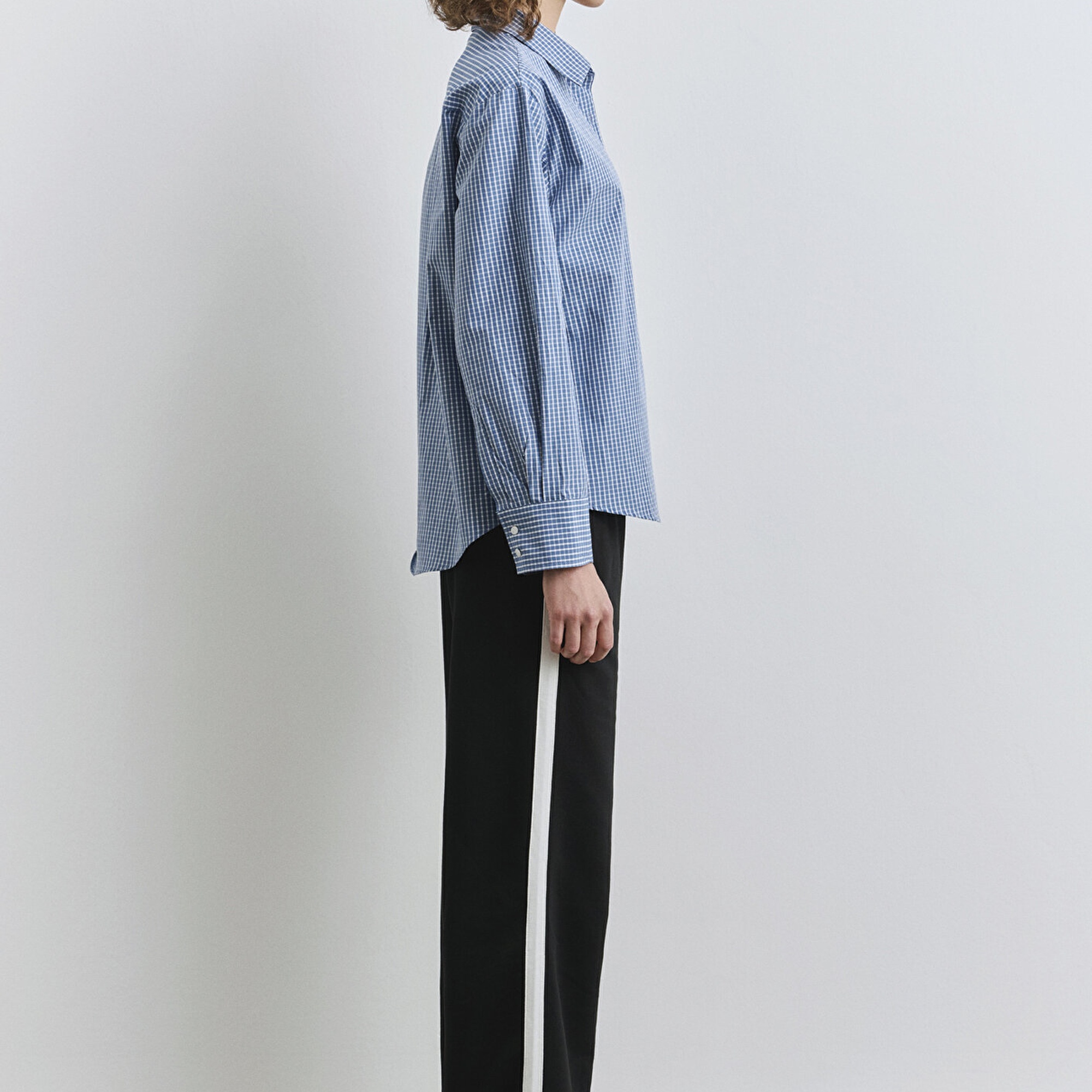 Mavi Kareli Mavi Gömlek Loose Fit / Bol Rahat Kesim 1211203-84598