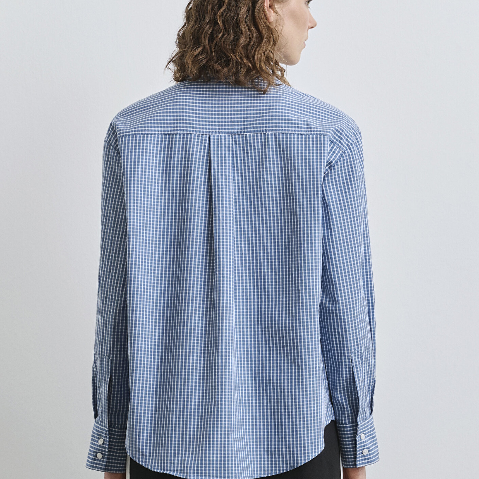 Mavi Kareli Mavi Gömlek Loose Fit / Bol Rahat Kesim 1211203-84598