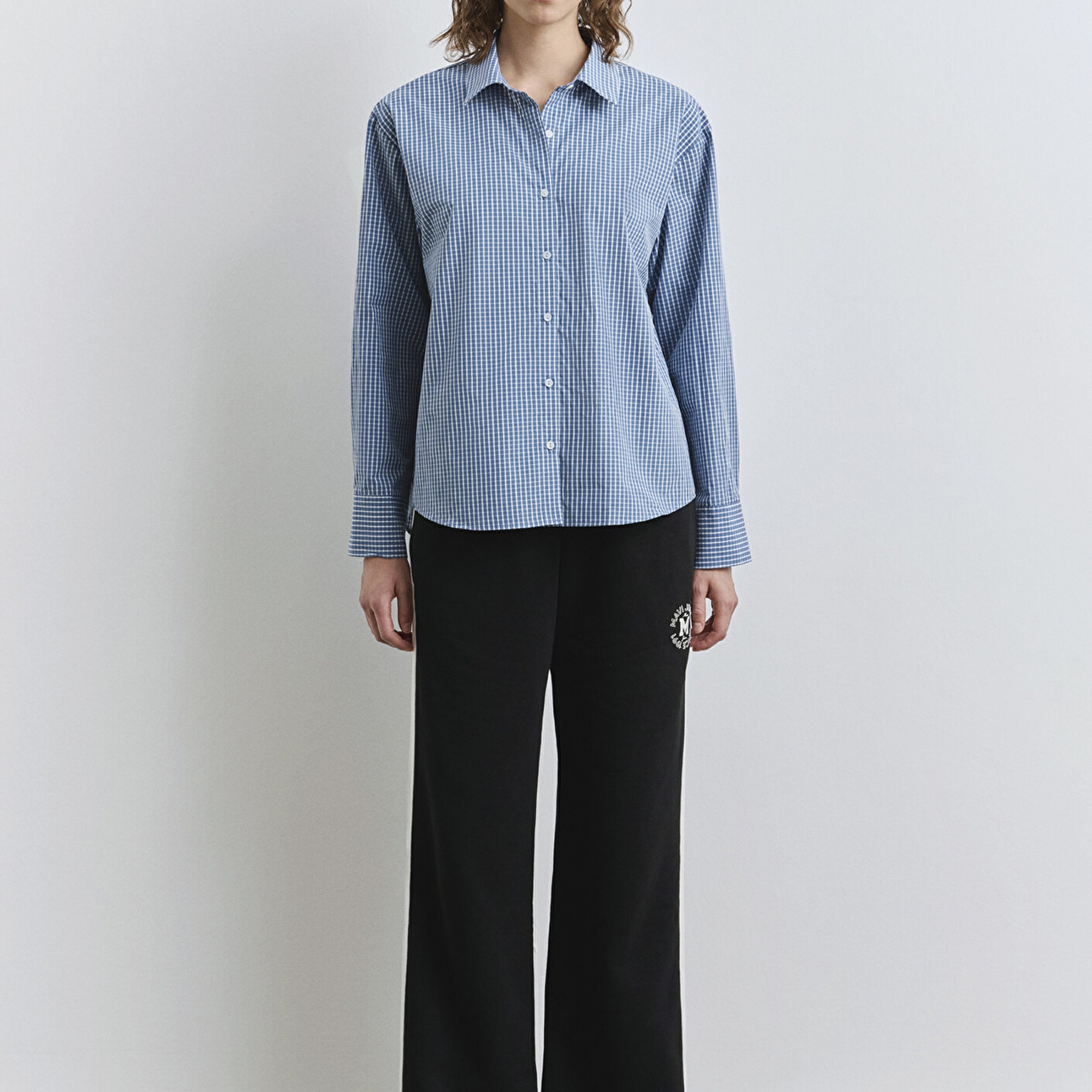 Mavi Kareli Mavi Gömlek Loose Fit / Bol Rahat Kesim 1211203-84598