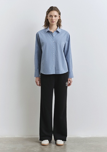  Mavi Kareli Mavi Gömlek Loose Fit / Bol Rahat Kesim 1211203-84598