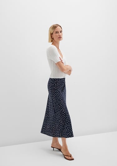  Mavi Baskılı Lacivert Midi Etek 1310583-91006