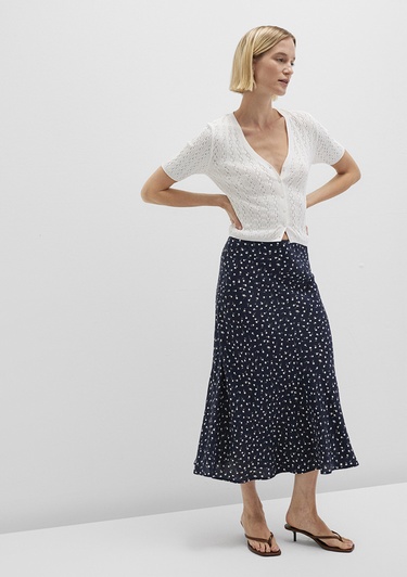  Mavi Baskılı Lacivert Midi Etek 1310583-91006