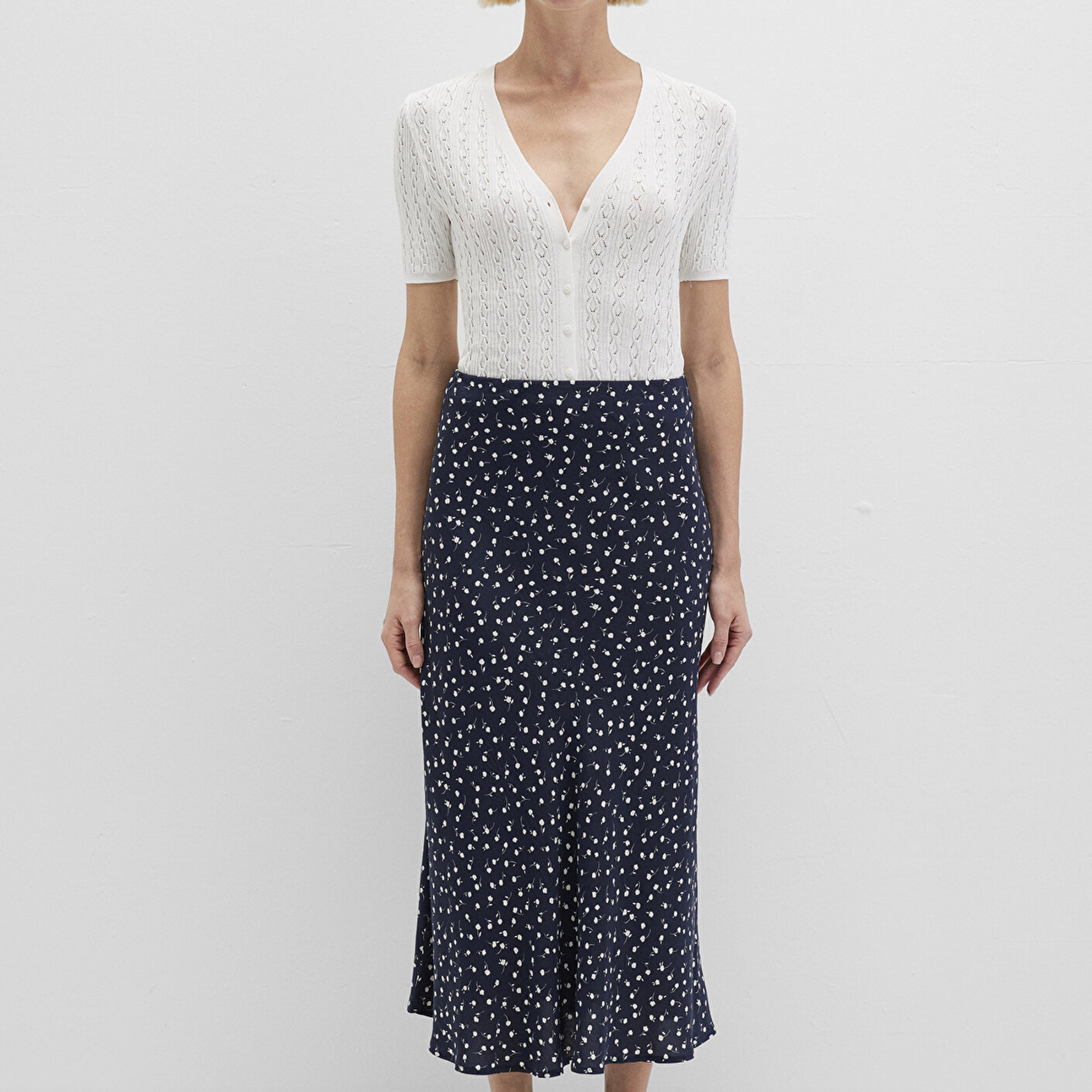 Mavi Baskılı Lacivert Midi Etek 1310583-91006