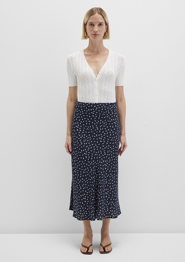  Mavi Baskılı Lacivert Midi Etek 1310583-91006