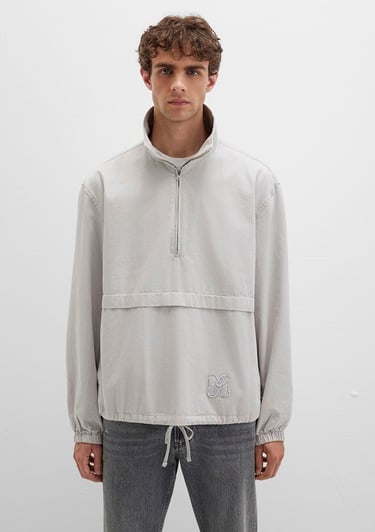  Mavi Yarı Fermuarlı Kanguru Cepli Gri Sweatshirt 0211684-70074