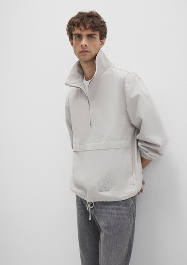  Mavi Yarı Fermuarlı Kanguru Cepli Gri Sweatshirt 0211684-70074