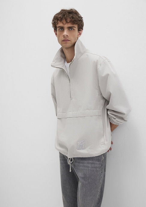  Mavi Yarı Fermuarlı Kanguru Cepli Gri Sweatshirt 0211684-70074