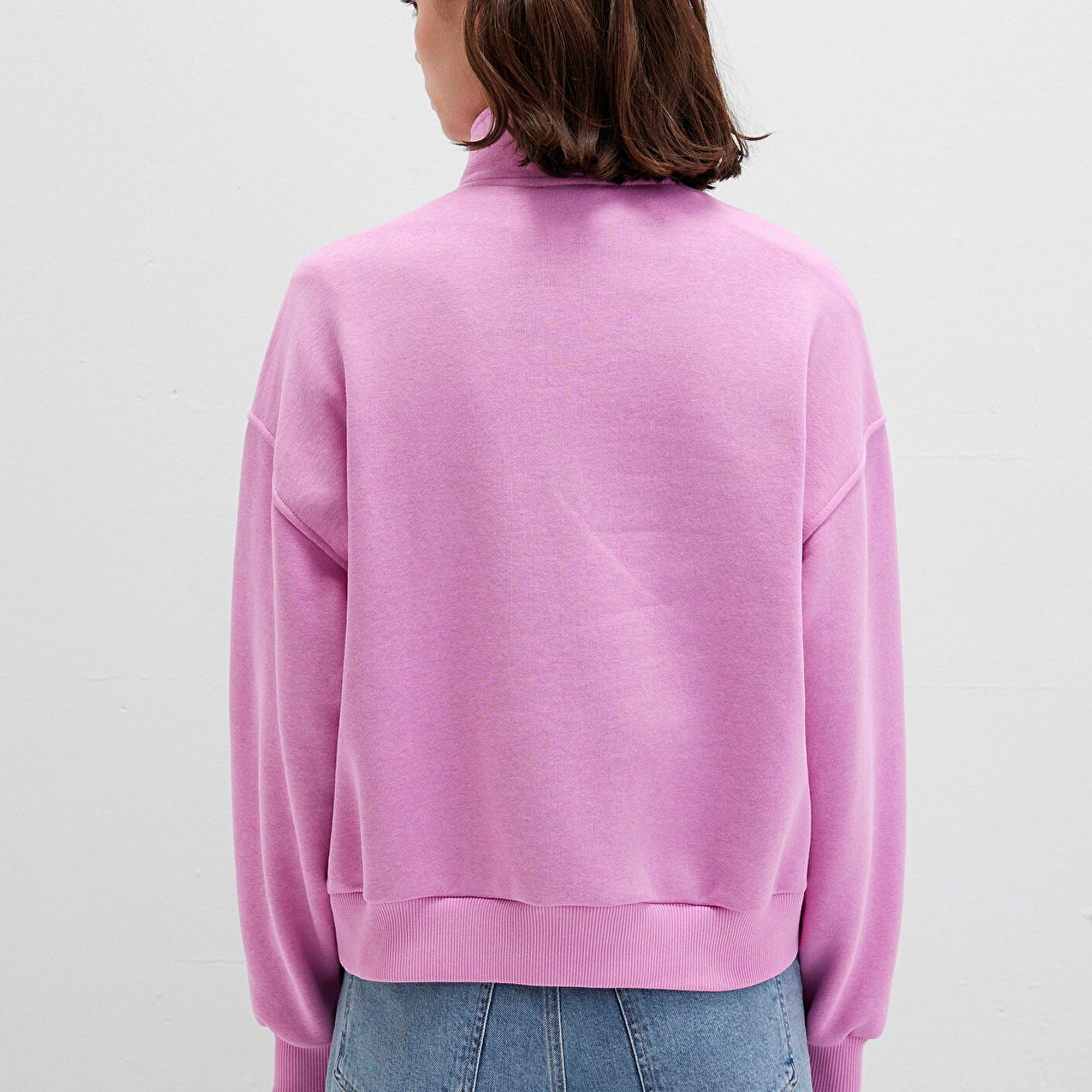 Mavi Mavi Logo Baskılı Yarı Fermuarlı Pembe Sweatshirt 1S10373-71067