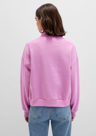  Mavi Mavi Logo Baskılı Yarı Fermuarlı Pembe Sweatshirt 1S10373-71067